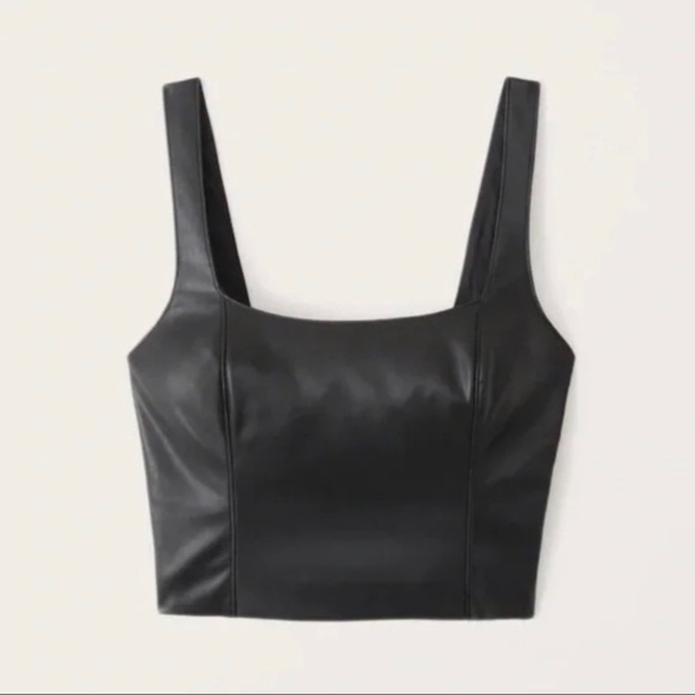 Abercrombie & Fitch Faux Leather Square Neck Top M